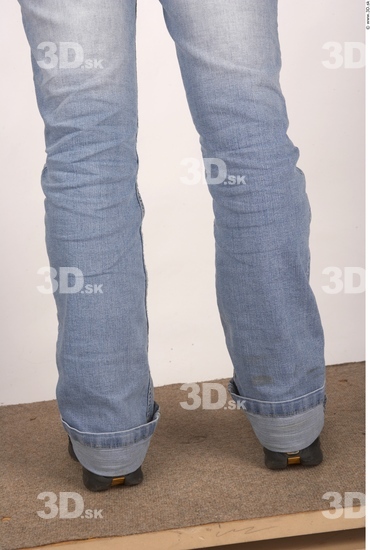 Calf Whole Body Woman Casual Jeans Overweight Studio photo references