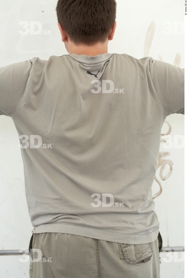 Upper Body Man White Casual T shirt Overweight