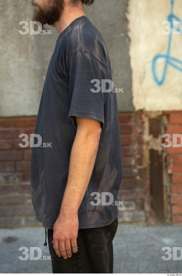 Arm Man Casual Shirt T shirt Average Bearded Street photo references