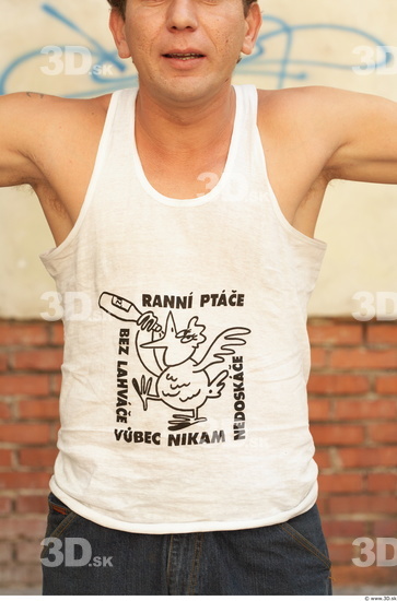 Upper Body Man White Casual Singlet Average