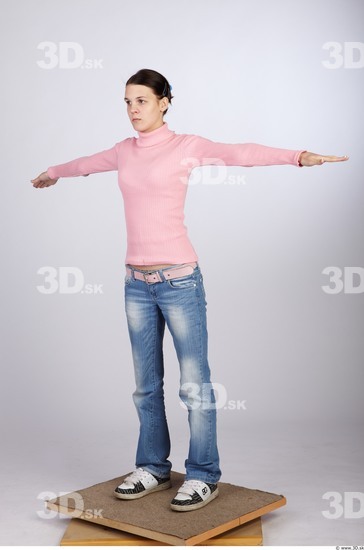 Whole Body Woman T poses Casual Slim Studio photo references