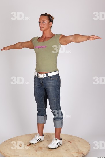 Whole Body Woman T poses Nude Casual Muscular Studio photo references