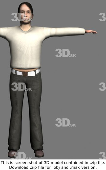 Whole Body Woman White Casual Average 3D Models