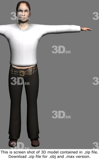 Whole Body Woman White Casual Average 3D Models