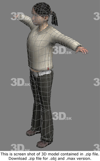 Whole Body Woman White Casual Average 3D Models