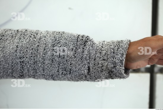 Forearm Man White Casual Sweater Average Bearded