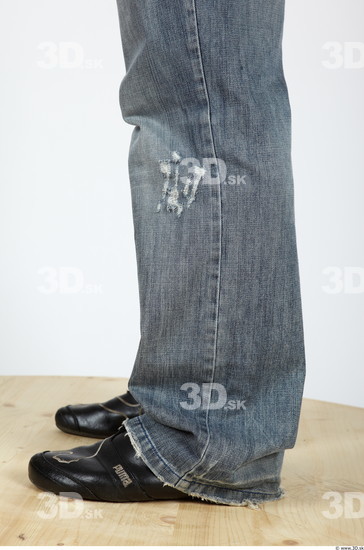 Calf Man Casual Jeans Muscular Studio photo references