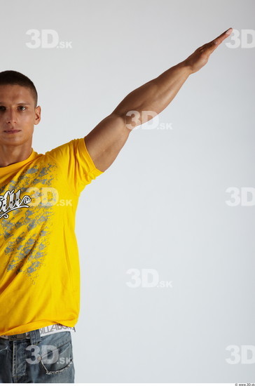 Arm Man Animation references White Casual T shirt Muscular