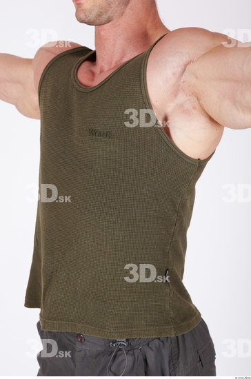 Upper Body Man Casual Singlet Muscular Studio photo references