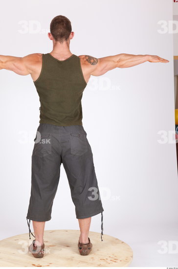 Whole Body Man T poses Casual Muscular Studio photo references