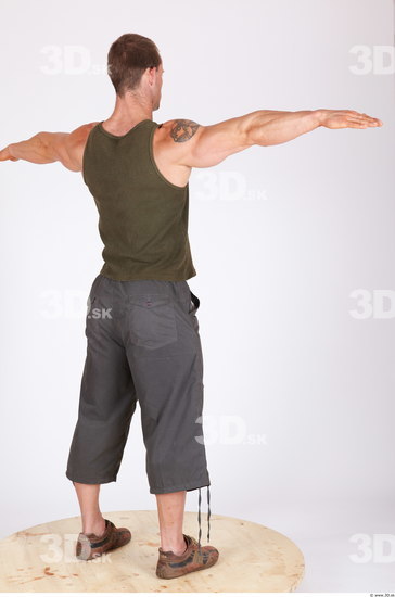 Whole Body Man T poses Casual Muscular Studio photo references