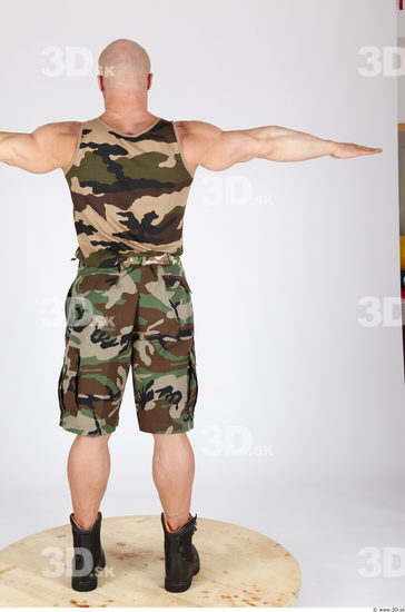 Whole Body Man T poses Army Muscular Studio photo references