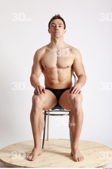 Whole Body Man Artistic poses White Sports Swimsuit Muscular