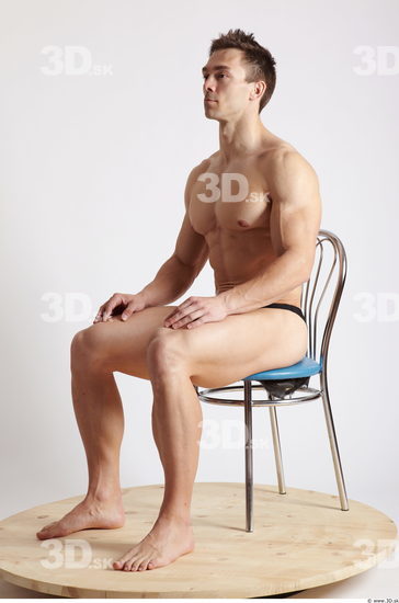 Whole Body Man Artistic poses White Sports Swimsuit Muscular