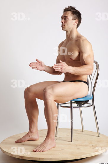 Whole Body Man Artistic poses White Sports Swimsuit Muscular