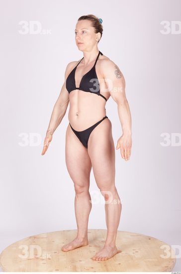 Whole Body Woman Animation references Tattoo Sports Swimsuit Muscular Studio photo references