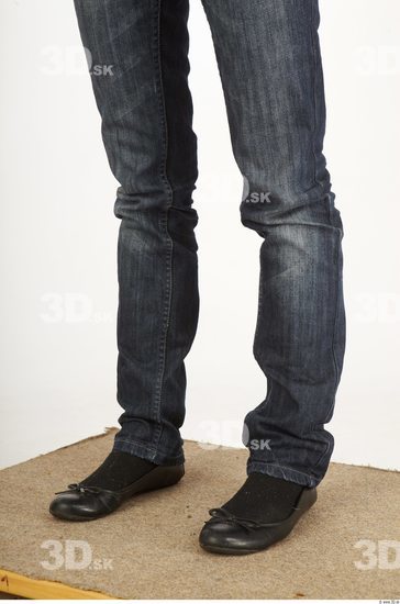 Calf Woman Casual Jeans Slim Studio photo references