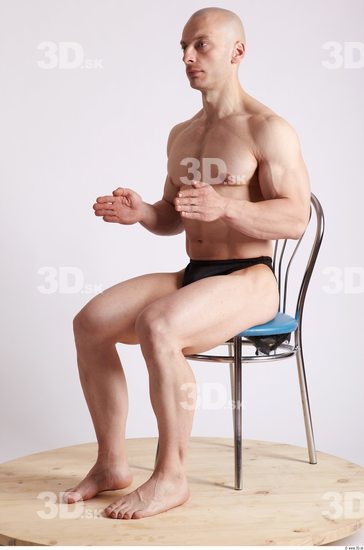 Whole Body Man Artistic poses White Sports Swimsuit Muscular