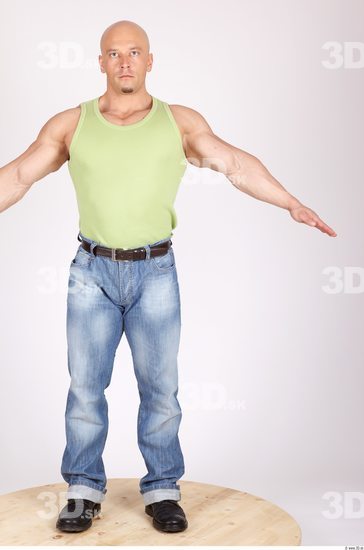 Whole Body Man Casual Muscular Studio photo references