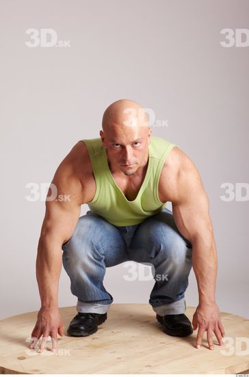 Whole Body Man Other White Casual Muscular Bald