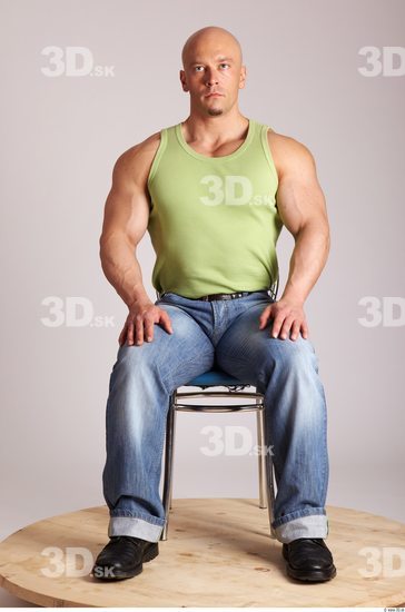 Whole Body Man Artistic poses White Casual Muscular Bald