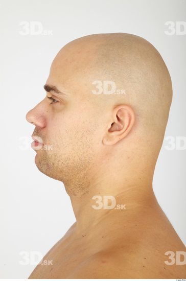 Whole Body Head Man Casual Chubby Bald Studio photo references