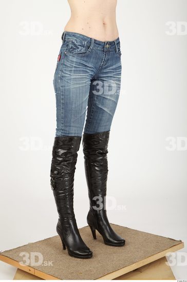 Leg Whole Body Woman Casual Jeans Slim Studio photo references