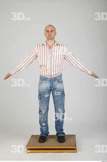 Whole Body Man Animation references Casual Average Bald Studio photo references