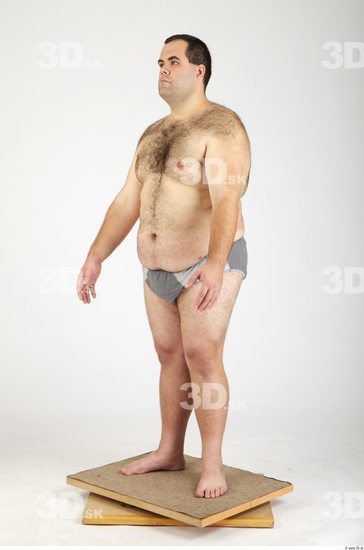 Whole Body Man Hairy Casual Underwear Pants Overweight Studio photo references