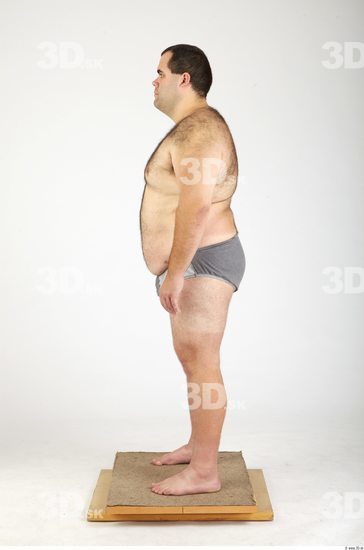 Whole Body Man Hairy Casual Underwear Pants Overweight Studio photo references