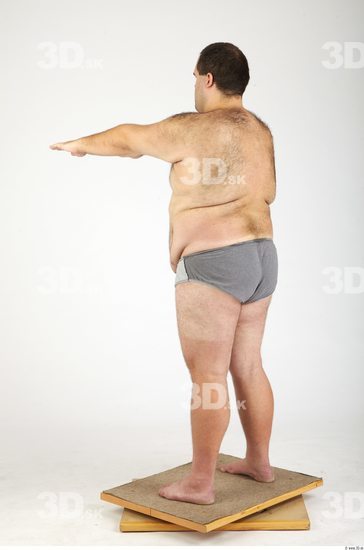 Whole Body Man Hairy Casual Underwear Pants Overweight Studio photo references