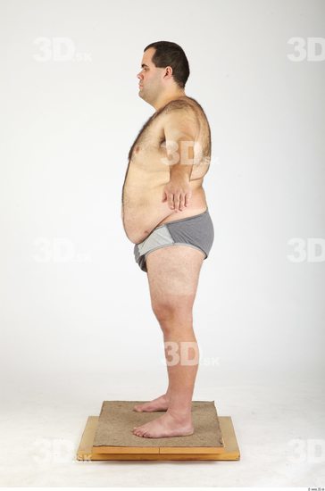 Whole Body Man Hairy Casual Underwear Pants Overweight Studio photo references