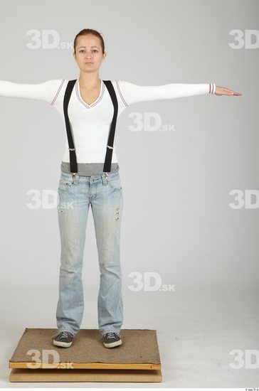 Whole Body Woman T poses Casual Slim Studio photo references