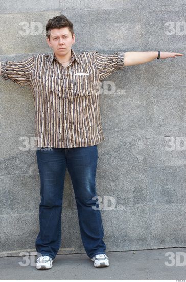 Whole Body Woman T poses White Casual Chubby