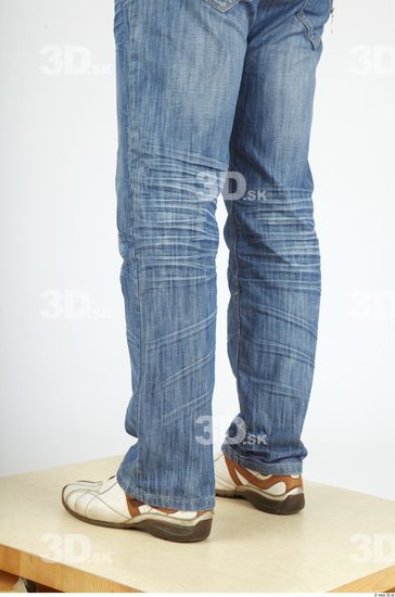 Calf Whole Body Man Casual Jeans Chubby Studio photo references