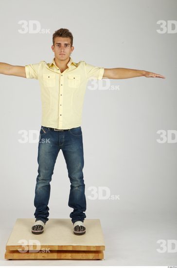 Whole Body Man T poses Casual Athletic Studio photo references