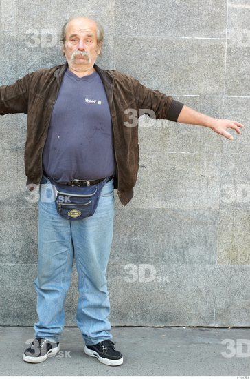 Whole Body Man T poses White Casual Overweight Bald