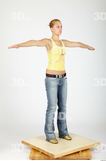 Whole Body Woman T poses Casual Slim Studio photo references