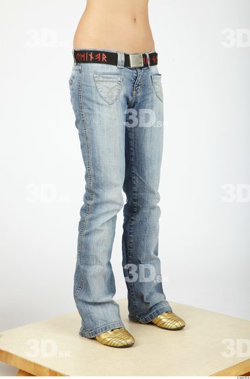 Leg Whole Body Woman Casual Jeans Slim Studio photo references