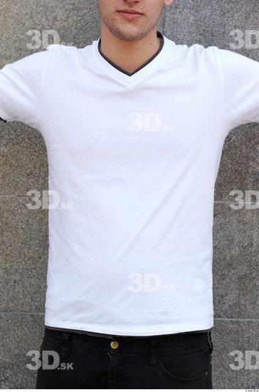 Upper Body Man White Casual T shirt Slim