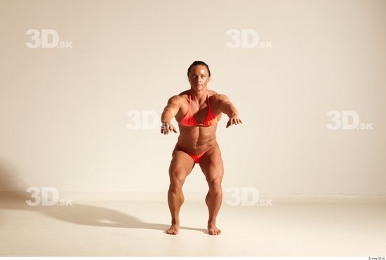 Whole Body Woman Animation references White Sports Swimsuit Muscular