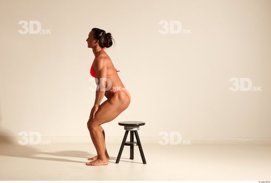 Whole Body Woman Animation references White Sports Swimsuit Muscular