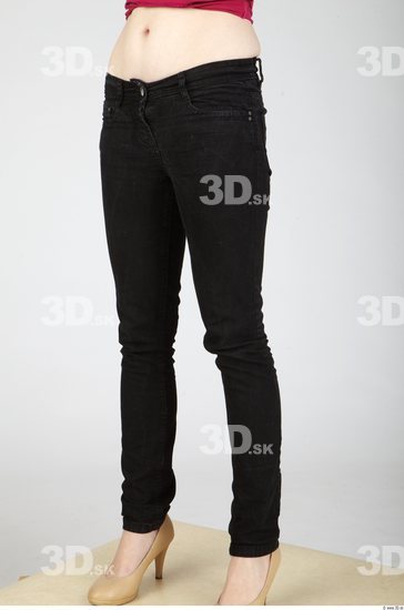 Leg Whole Body Woman Casual Jeans Slim Studio photo references