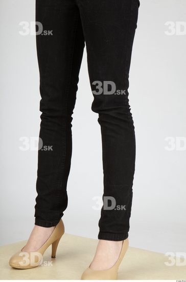 Calf Whole Body Woman Casual Jeans Slim Studio photo references