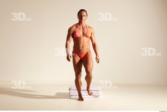 Whole Body Woman Animation references White Sports Swimsuit Muscular