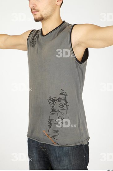 Upper Body Whole Body Man Casual Singlet Slim Studio photo references