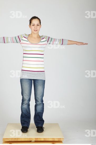 Whole Body Woman T poses Casual Slim Studio photo references