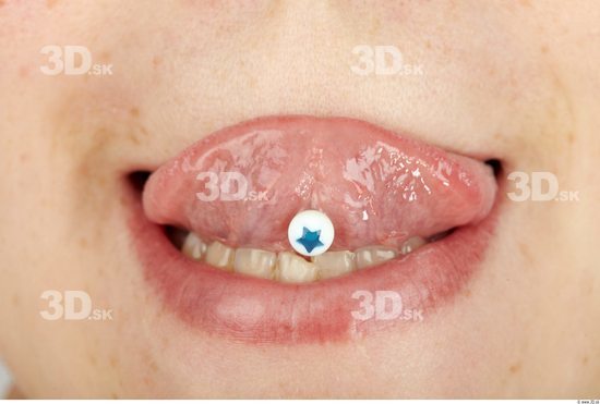 Whole Body Tongue Woman Piercing Casual Slim Studio photo references