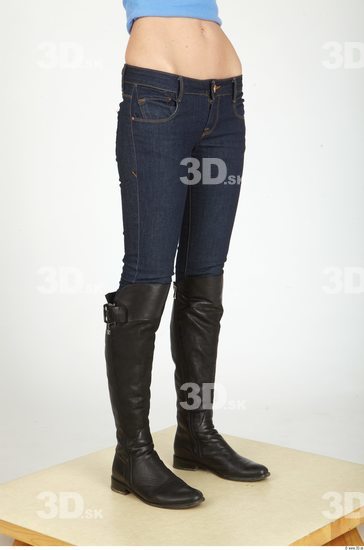 Leg Whole Body Woman Casual Jeans Underweight Studio photo references