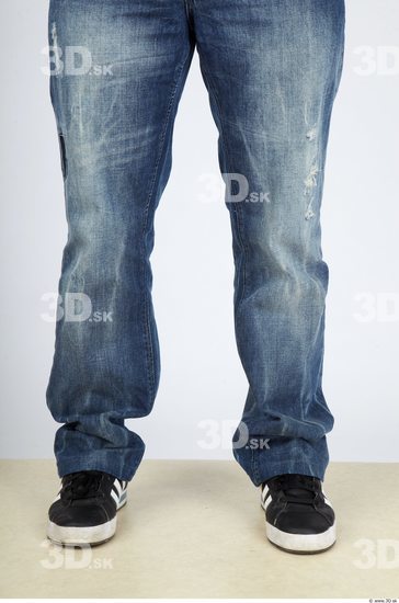 Calf Whole Body Man Casual Jeans Chubby Studio photo references